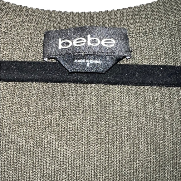 BEBE Green Midi Stretchy Bodycon Lace Up Long Sleeve Dress - Picture 4 of 4